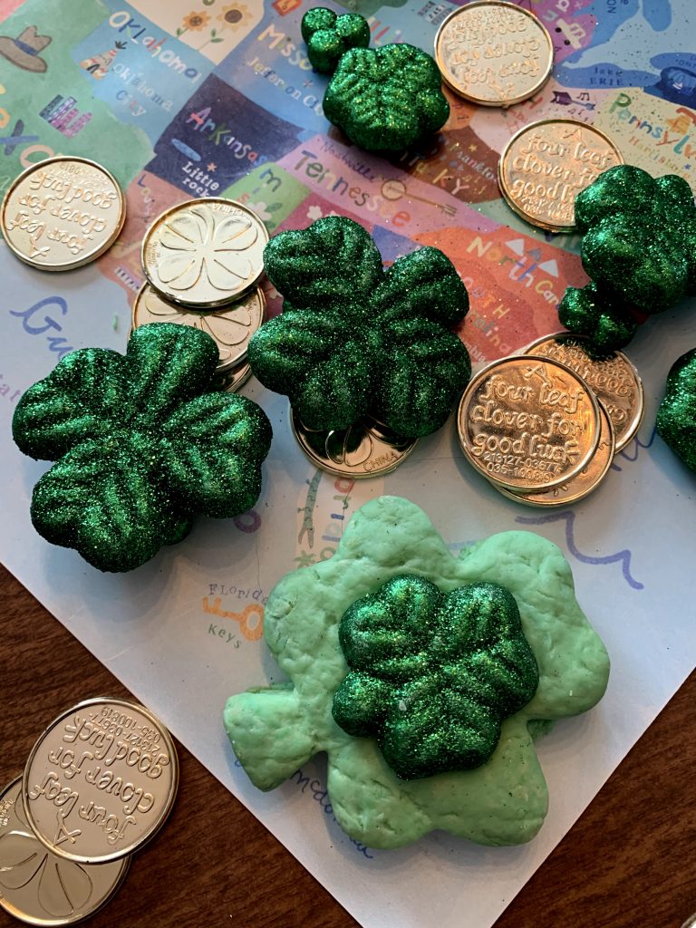 green play dough, St. Patrick's Day ideas for kids