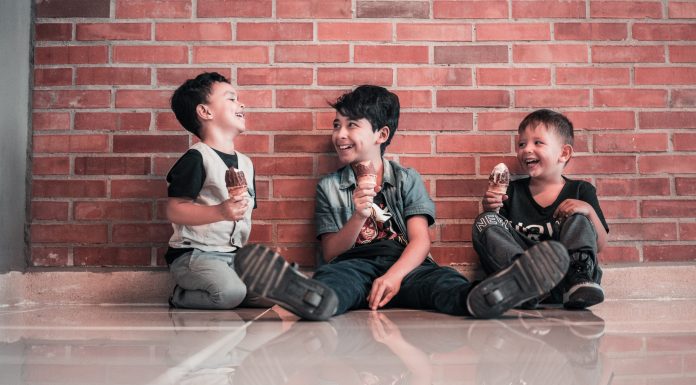 3 boys laughing with ice cream cones, Celebrate National Sons Day