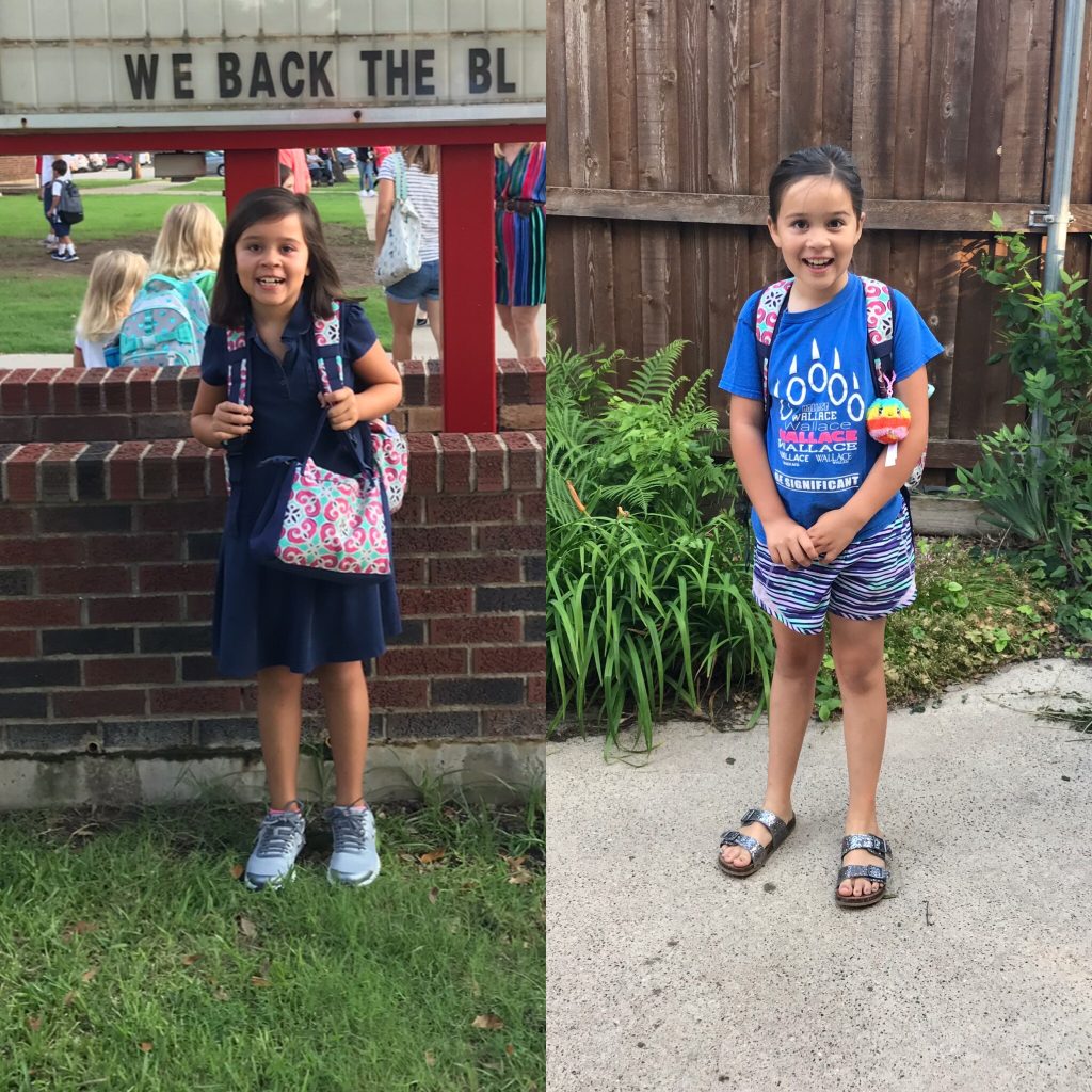 child's first day/last day of school comparison photos, last day of school traditions