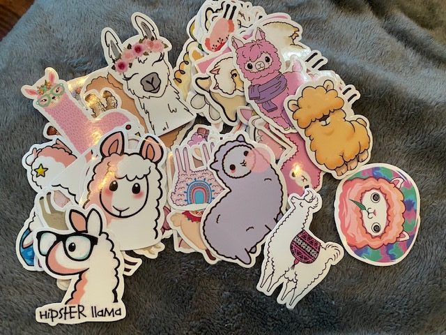 llama birthday party stickers