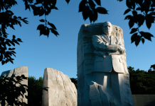 view of Dr. Martin Luther King Jr. stone memorial sculpture