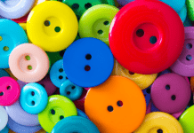 Lots of colorful buttons.