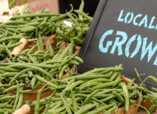 Locally grown string beans at a farmers market.