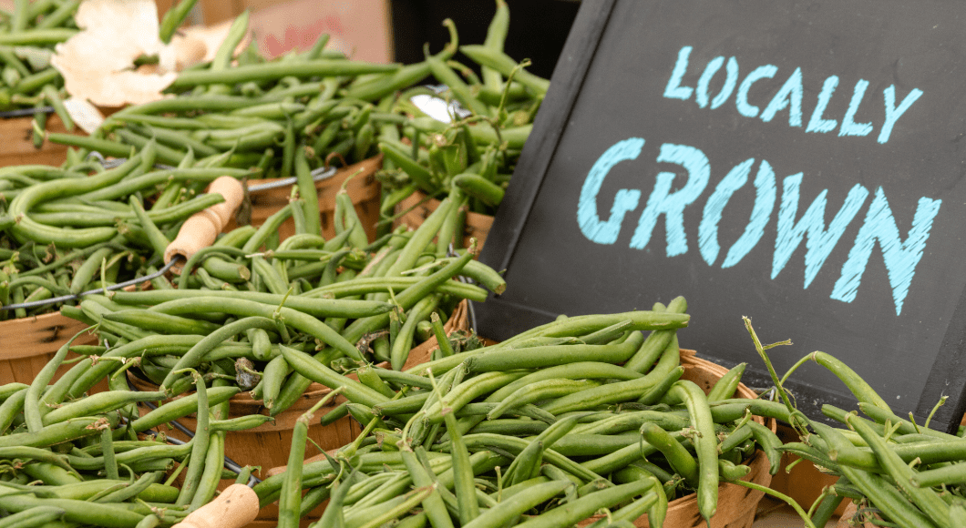 Locally grown string beans at a farmers market.