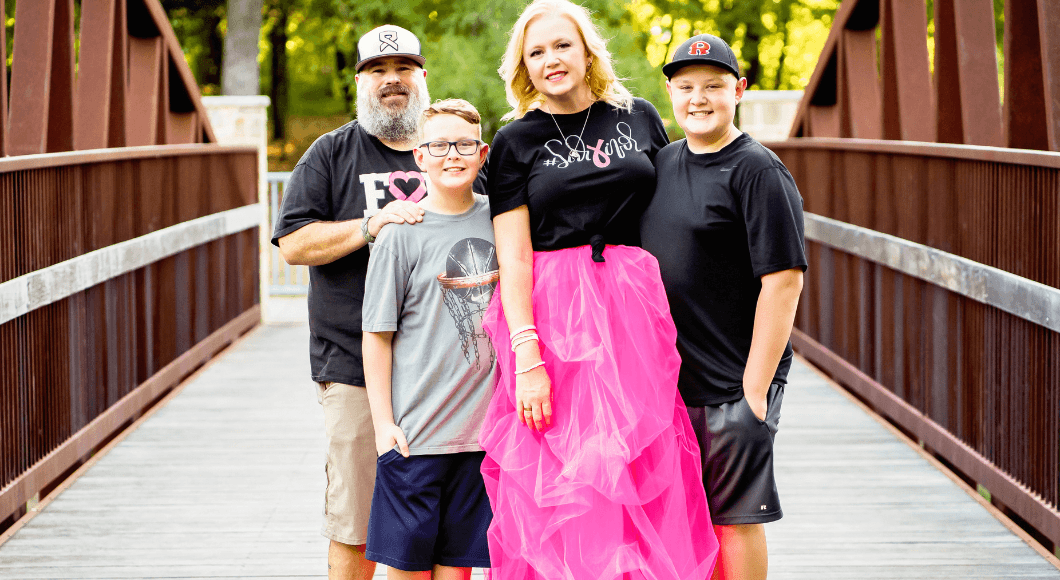 breast cancer survivor and her family.